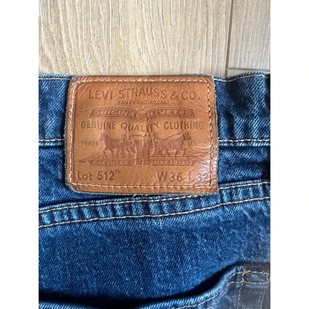 Levi's 512 Premium Lot Jeans Men's 36x32 Dark Wash Straight Taper Denim Red Tab